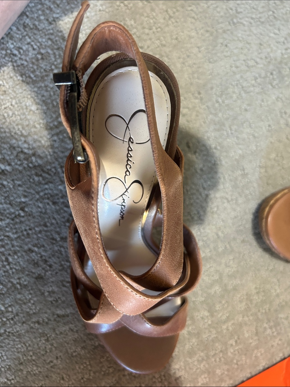 Jessica Simpson Tan Crisscross Wedge Sandals - Picture 3 of 5